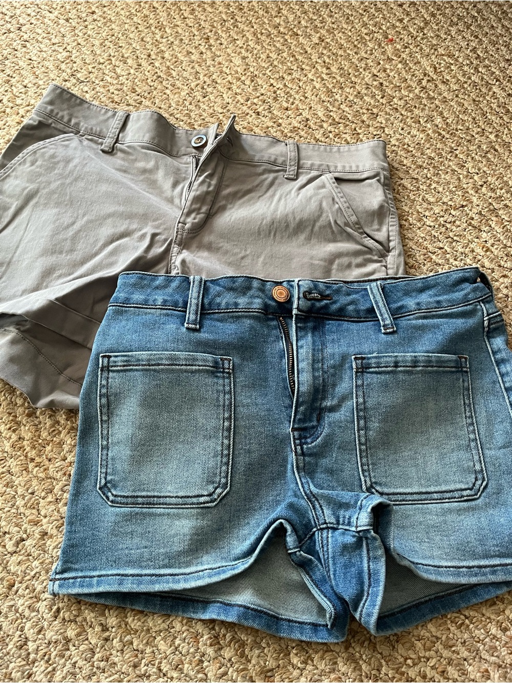SO Women's Denim Blue Jean Shorts with Tan Cotton Pair size 11 both pairs